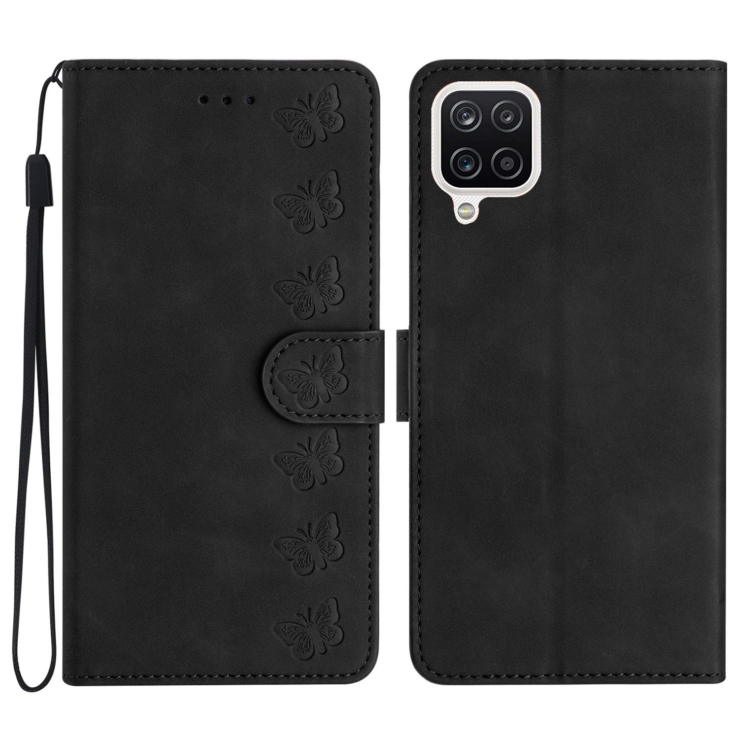 Leather Cover for Samsung Galaxy A22 4G (EU Version) Butterfly Imprinted Stand Wallet Drop-proof Case Leather Cover for Samsung Galaxy A22 4G (EU Version) Butterfly Imprinted Stand Wallet Drop-proof Case